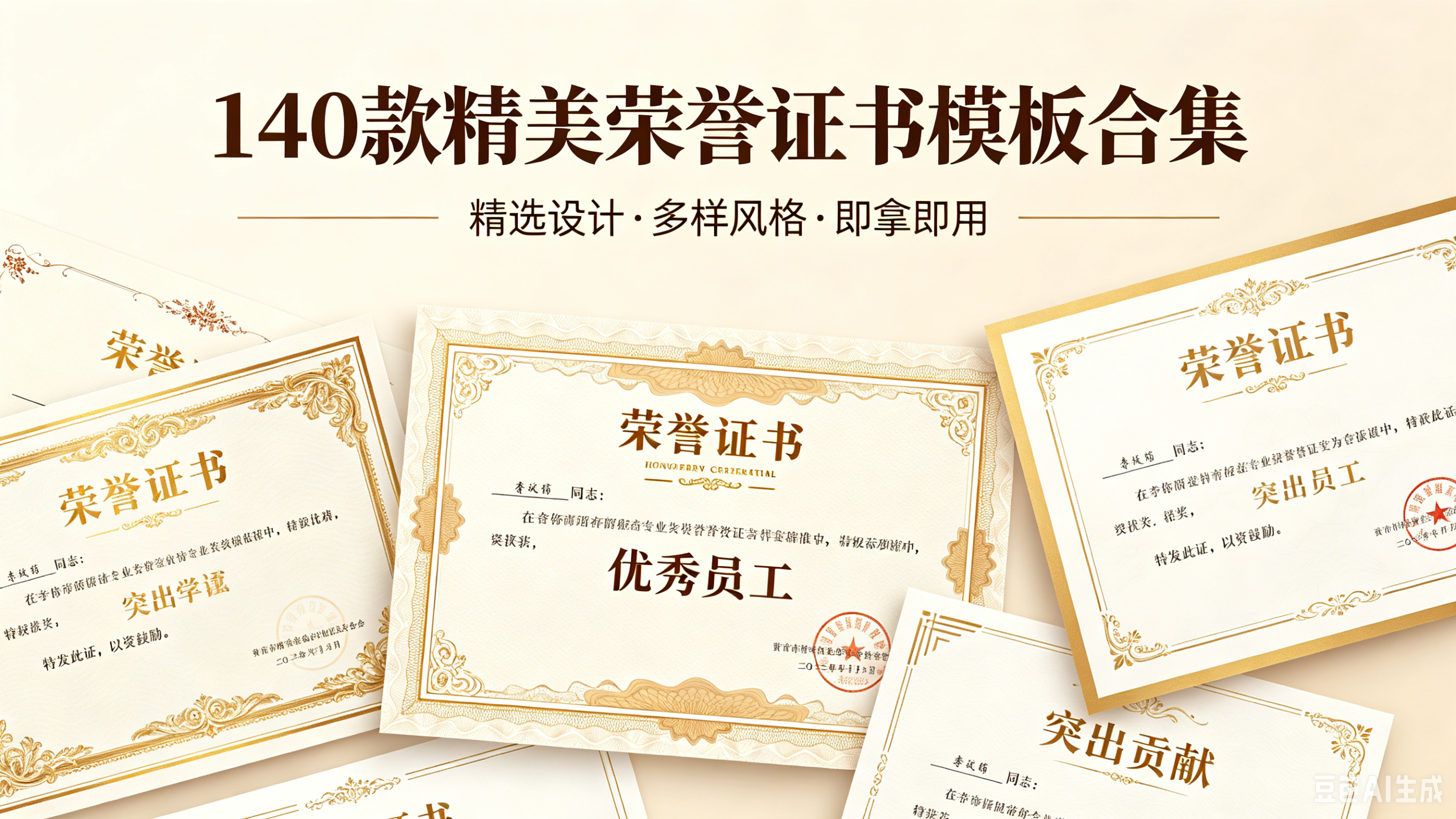 140 款精美荣誉证书模板合集
